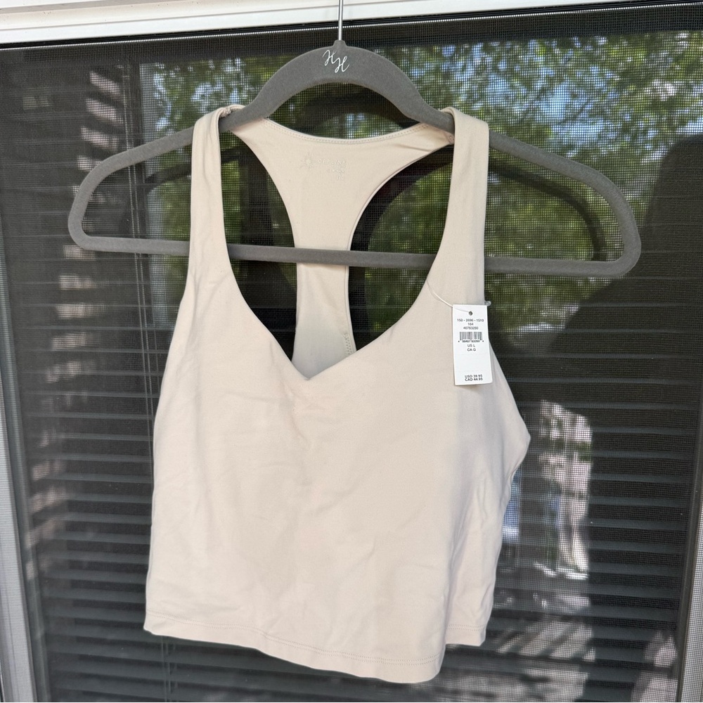 Aerie OFFLINE Neutral Beige Racerback Crop Tank Sports Bra